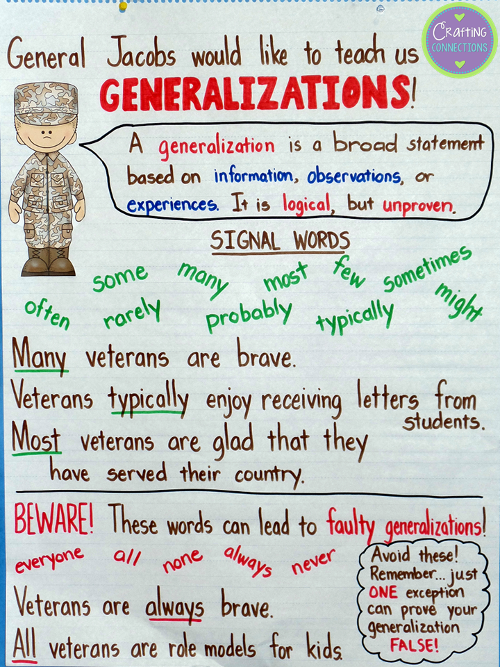 Generalization sentence examples